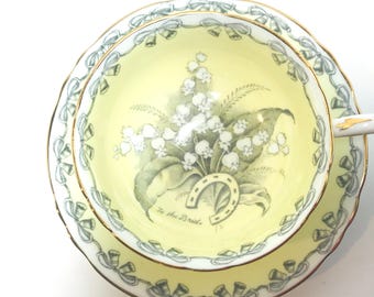 Paragon Bone China Teacup & Saucer: &quot;To The Bride&quot; Double Warrant, Antique English China