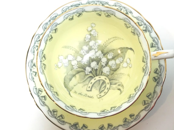 To The Bride, Paragon Teacup and Saucer, Double Warrant, Antique Teacup, English Bone China, Wedding Teacup, Bridal Teacup, Bridal Gift
