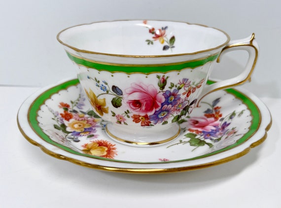 Royal Crown Derby Teacup and Saucer  Posies Pattern   Floral Tea Cup  English Bone China Cup  Antique Teacup Vintage