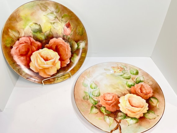 Set Rosenthal Plates, Classic Rose Collection, Hand Painted, Pauline Johnston, Artist Signed, Gifts for Her, Anniversary Gift, Rose Plate