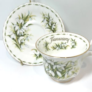 January Teacup, Royal Albert Teacup and Saucer, Flower Month Series, January Birthday, Gift for Her, Birthday Teacup, Anniversary Gift