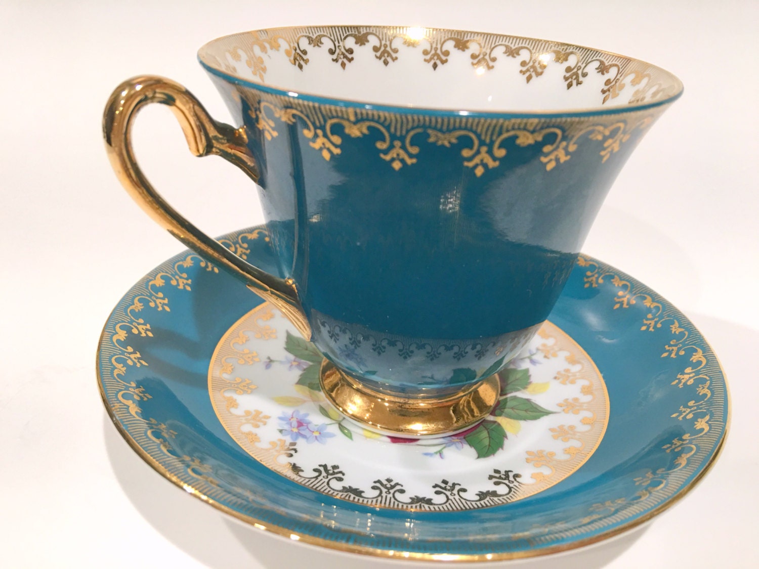 Rose Tea Cup and Saucer by Clarence, Tea Set, Clarence Tea Cup, Antique