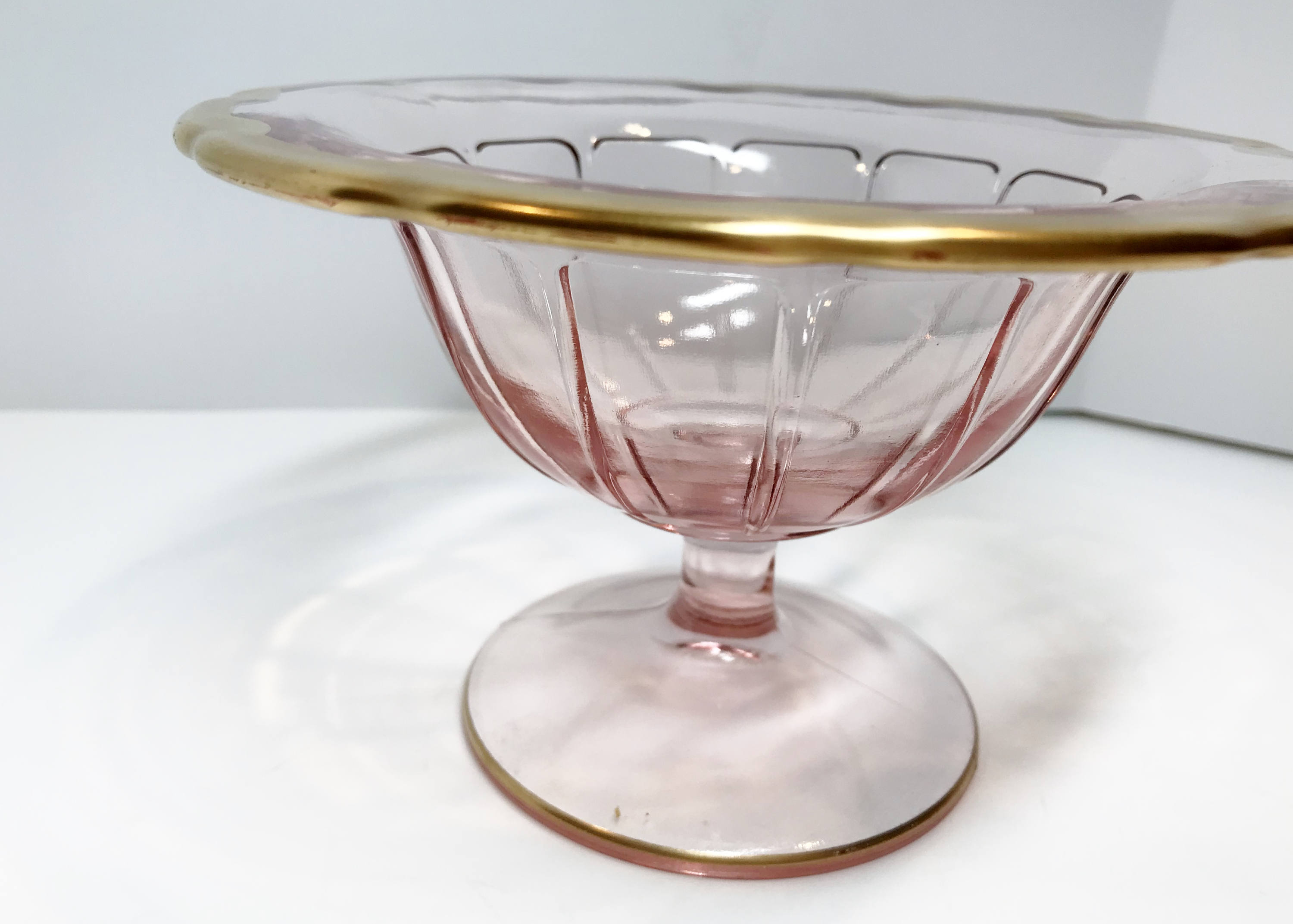 Pink Depression Glass, Pink Serving Dish, Pink Gold Glass Dish, Elegant