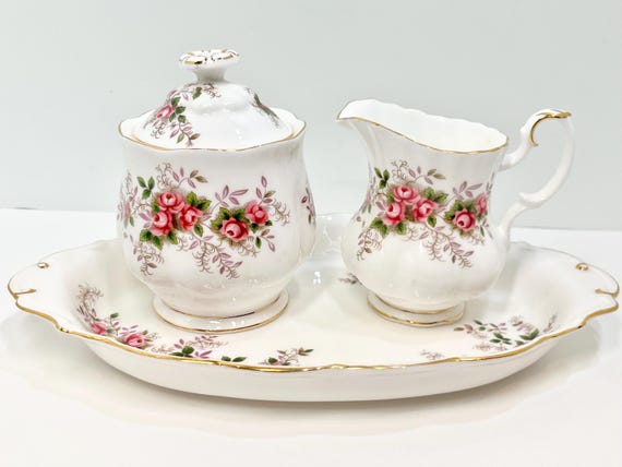 Royal Albert, Lavender Rose Pattern, Creamer and Marmalade with Tray, Gift for Her, Hostess Gift, Anniversary Gift