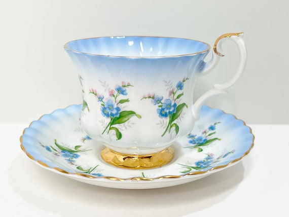 Forget Me Not Cup , Royal Albert Teacup and Saucer , English Bone China Cup , Gift for Her , Hostess Gift , Friendship Cup , Thank You Gift