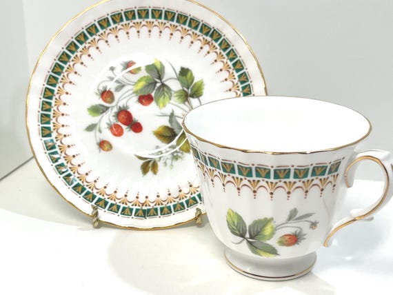 Strawberry Teacup, Duchess Teacup and Saucer, English Teacups, Gift for Friend, Gift for Sweetheart, Housewarming Gift