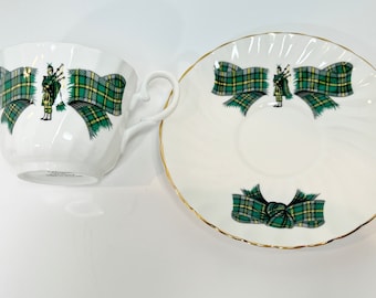 Bagpiper Tea Cup   Scottish Tea Cup and Saucer  Scotland Tea Cups   Cape Breton Island   Vintage Tea Cup  Canadian Teacup  Bagpiper Teacup