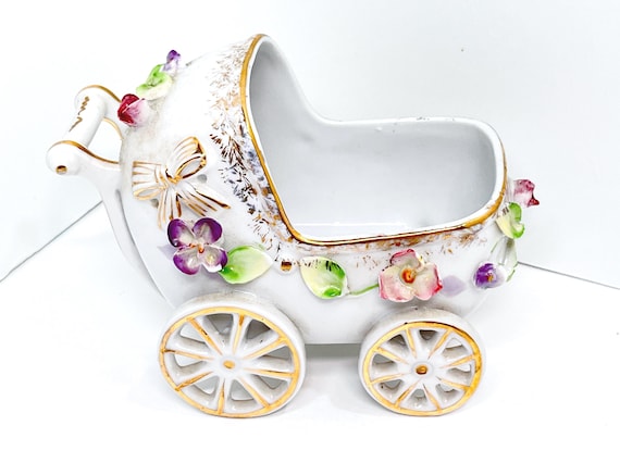 Cake Topper, Baby Shower Figurine, Napco Ceramics, Doll Carriage, Baby Cake Centerpiece, Japanese Cake Topper, Cake Figurine