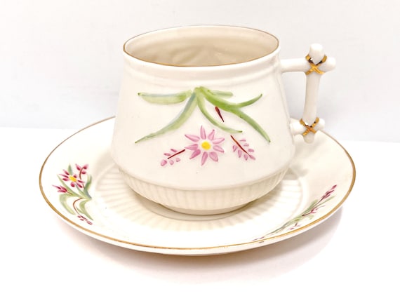 Belleek Teacup and Saucer: Irish Teacup