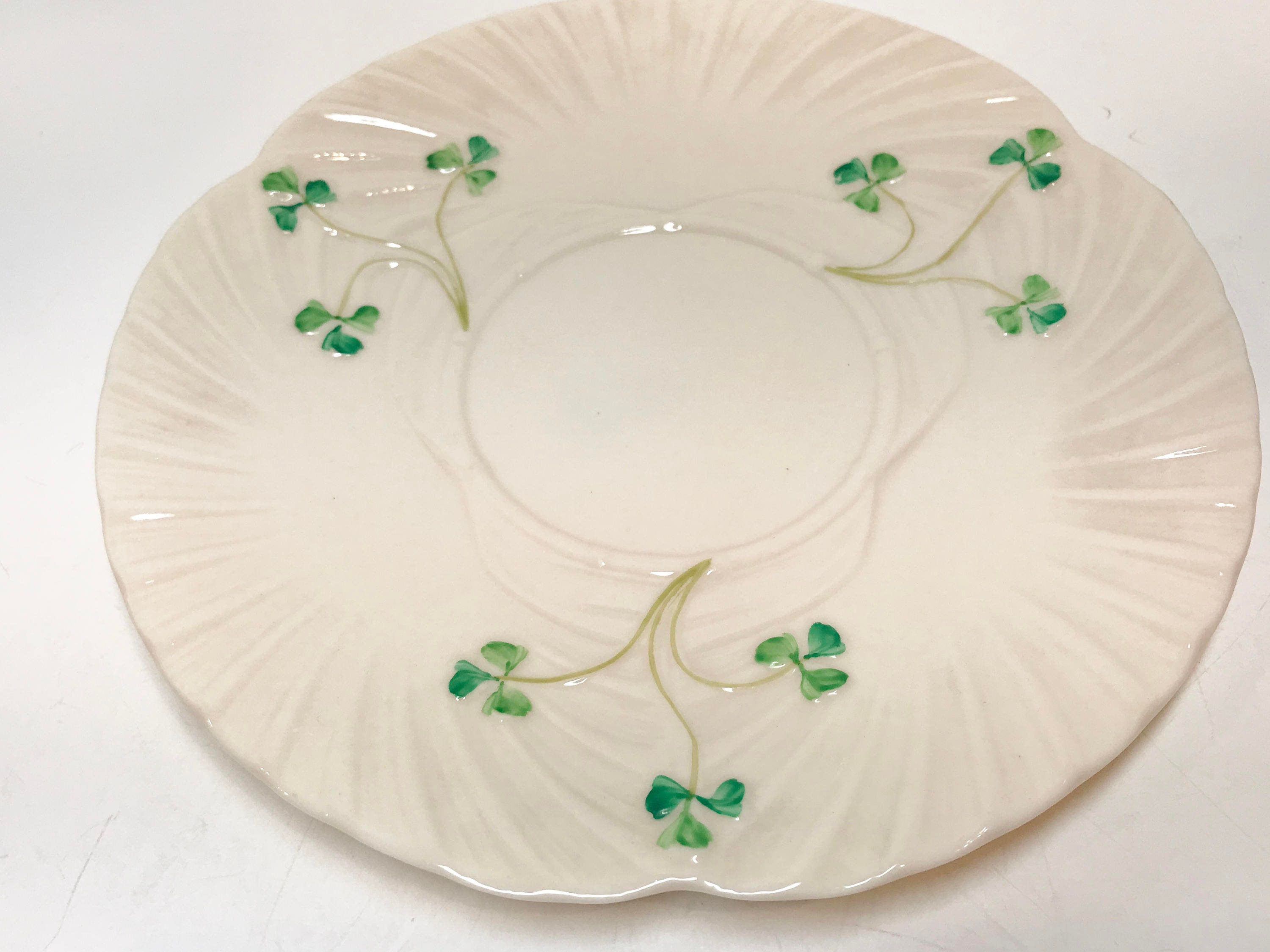 Shamrock Serving Plate, Belleek Cake Plate, Belleek Bread Plate, Irish