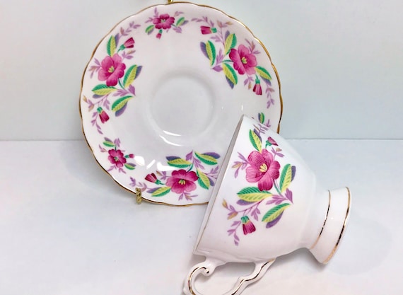 Tuscan Tea Cup and Saucer, Floral Tea Cups Vintage, English Bone China Cup, Teacup and Saucer, English Teacups, AprilsLuxuries