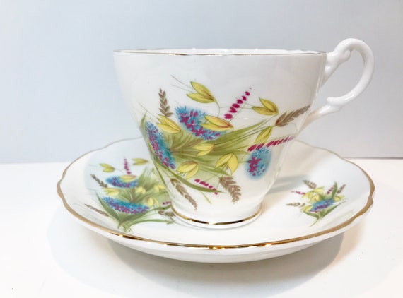 Mid Century Royal Ascot Tea Cup and Saucer, Vintage Tea Party, Antique Teacups, Floral Tea Cups, English Bone China Cups, Vintage Tea Cups