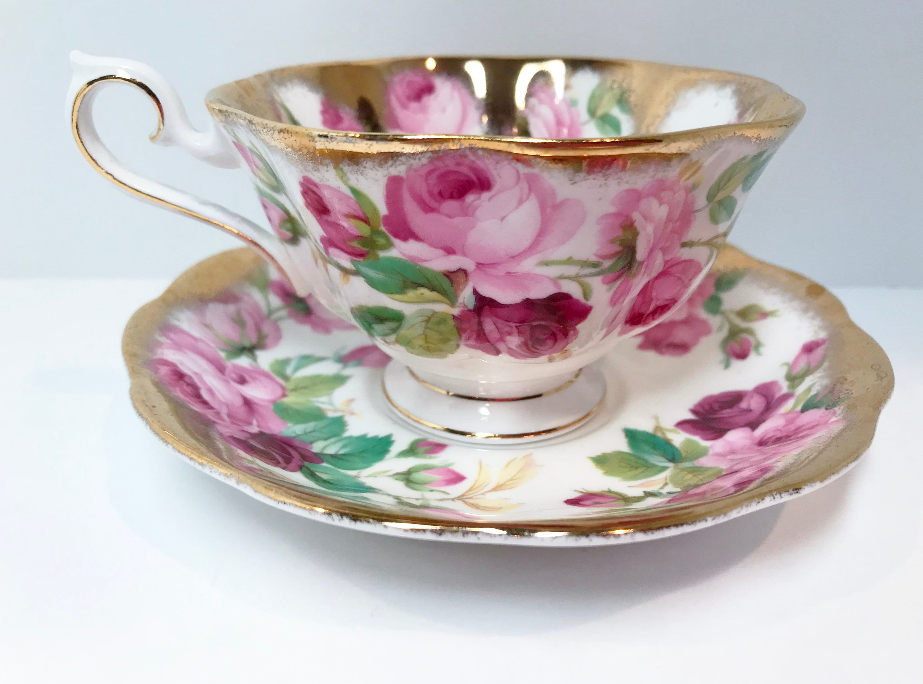 Royal Albert Teacup, Gold Rose Teacups, Antique Teacups, Antique Tea