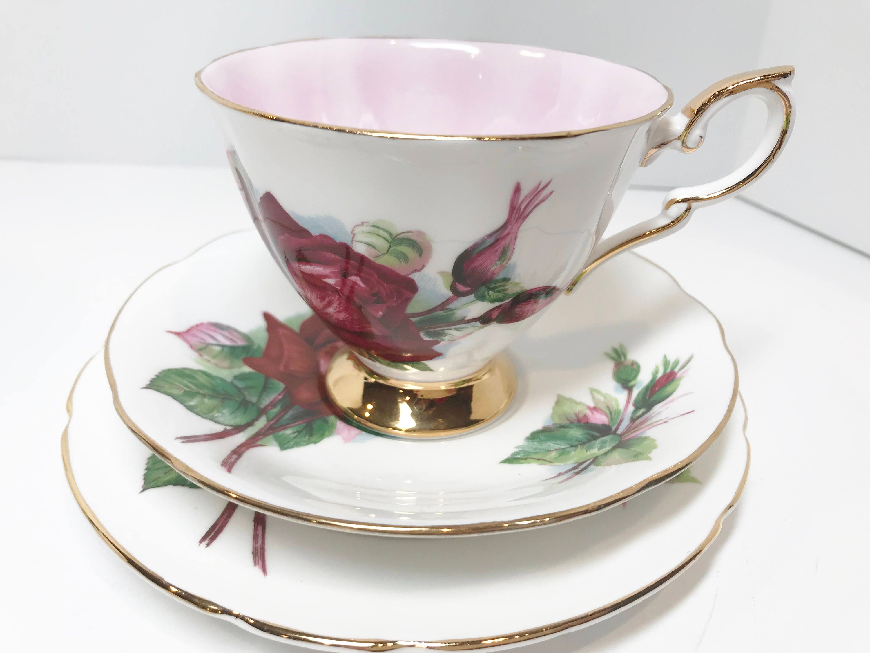 Trio by Paragon, Plate Tea Cup and Saucer, Harry Wheatcroft Rose Series