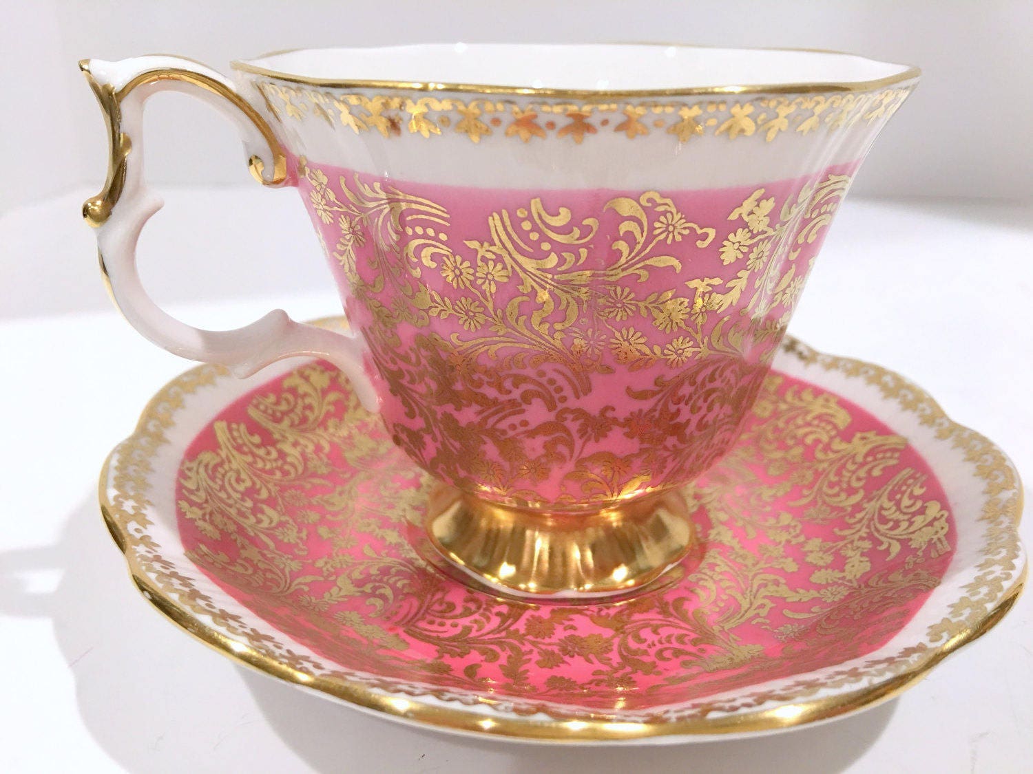 Pink Royal Albert Tea Cup and Saucer, Buckingham Series, Antique