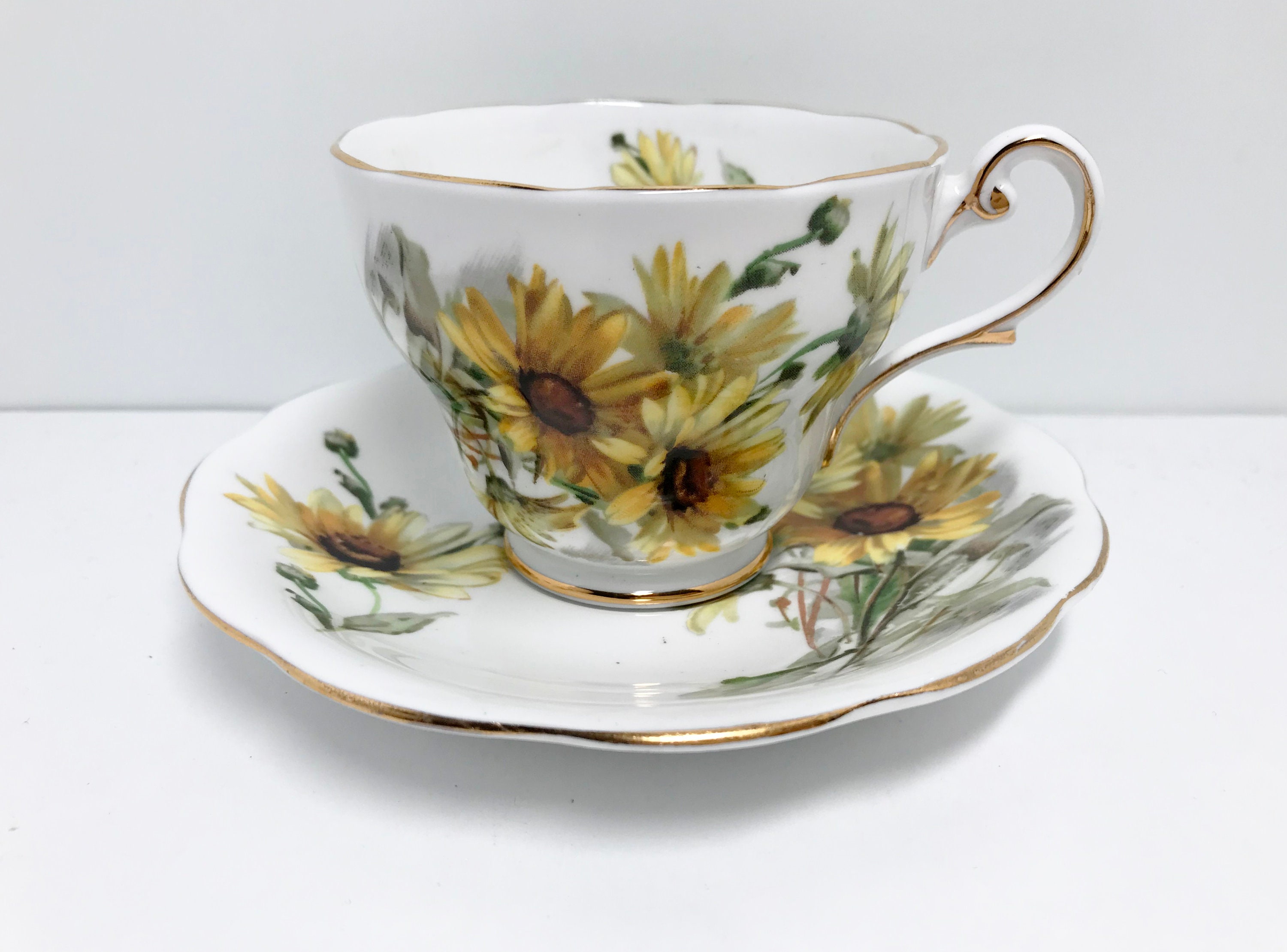 Brown Eyed Susan Royal Standard Teacup and Saucer, English Bone China