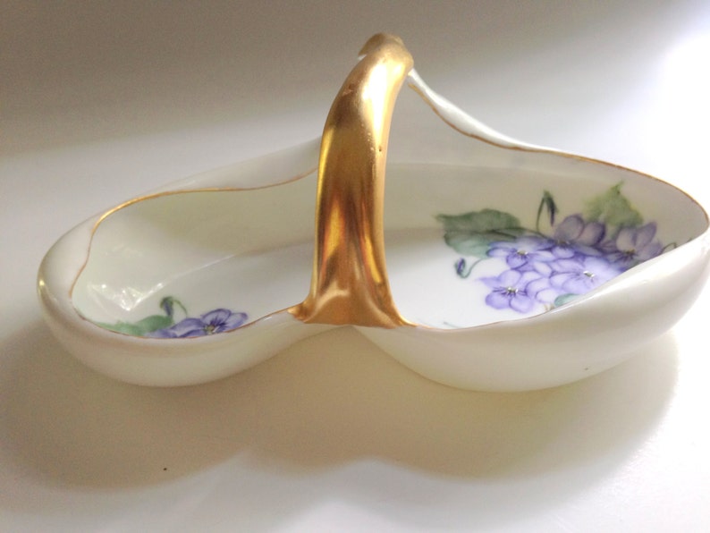 Hand Painted Limoges Signed Limoges France 1890-1910 Limoges Dessert Dish Victorian Limoges Basket Dish D M Cooper Limoges