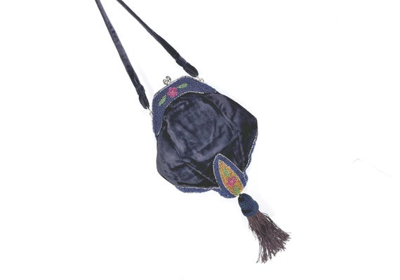 Antique Bag, Velvet Evening Bag, Blue Evening Bag, Victorian Purse, Gift for Her, Birthday Gift, Anniversary Gift, Victorian Clothing