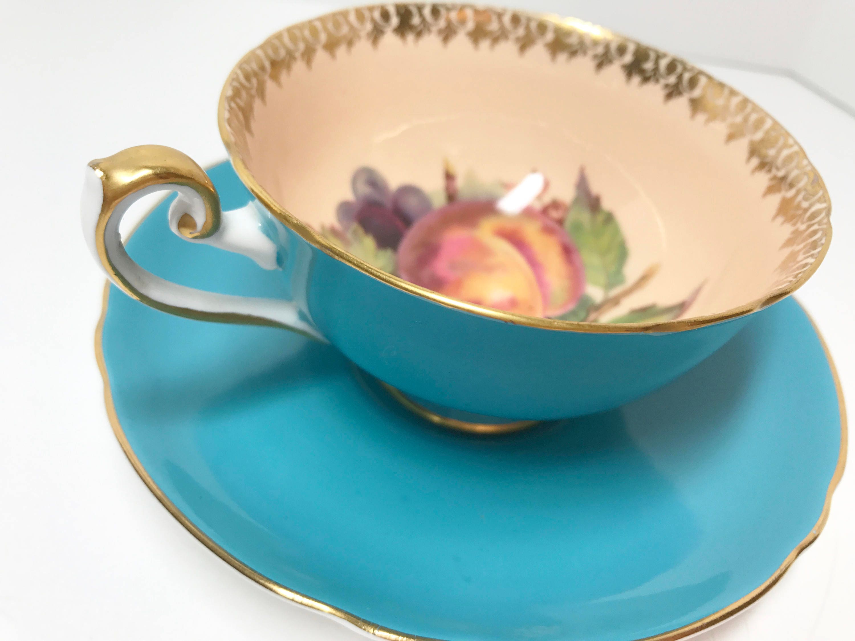 Shelley Fruit Centre Lincoln Cup, Shelley Tea Cup and Saucer, Shelley China, English Bone China