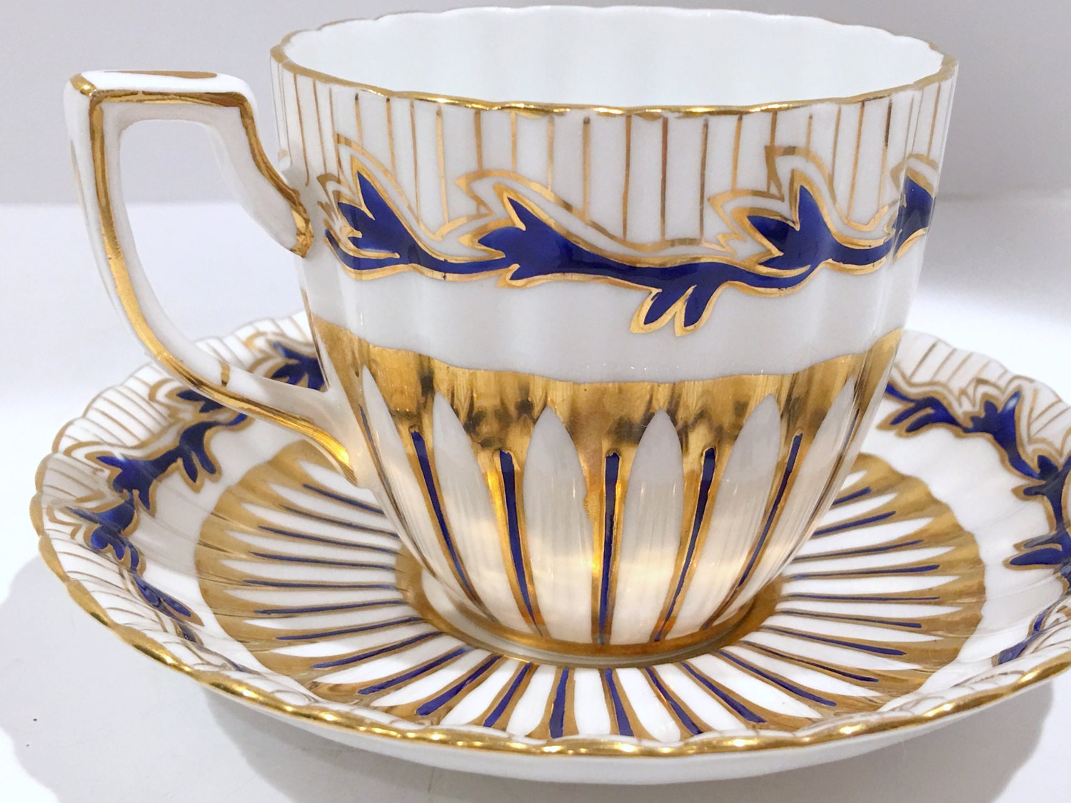 Royal Chelsea Tea Cup and Saucer, Hand Painted Cups, Antique Tea Cups