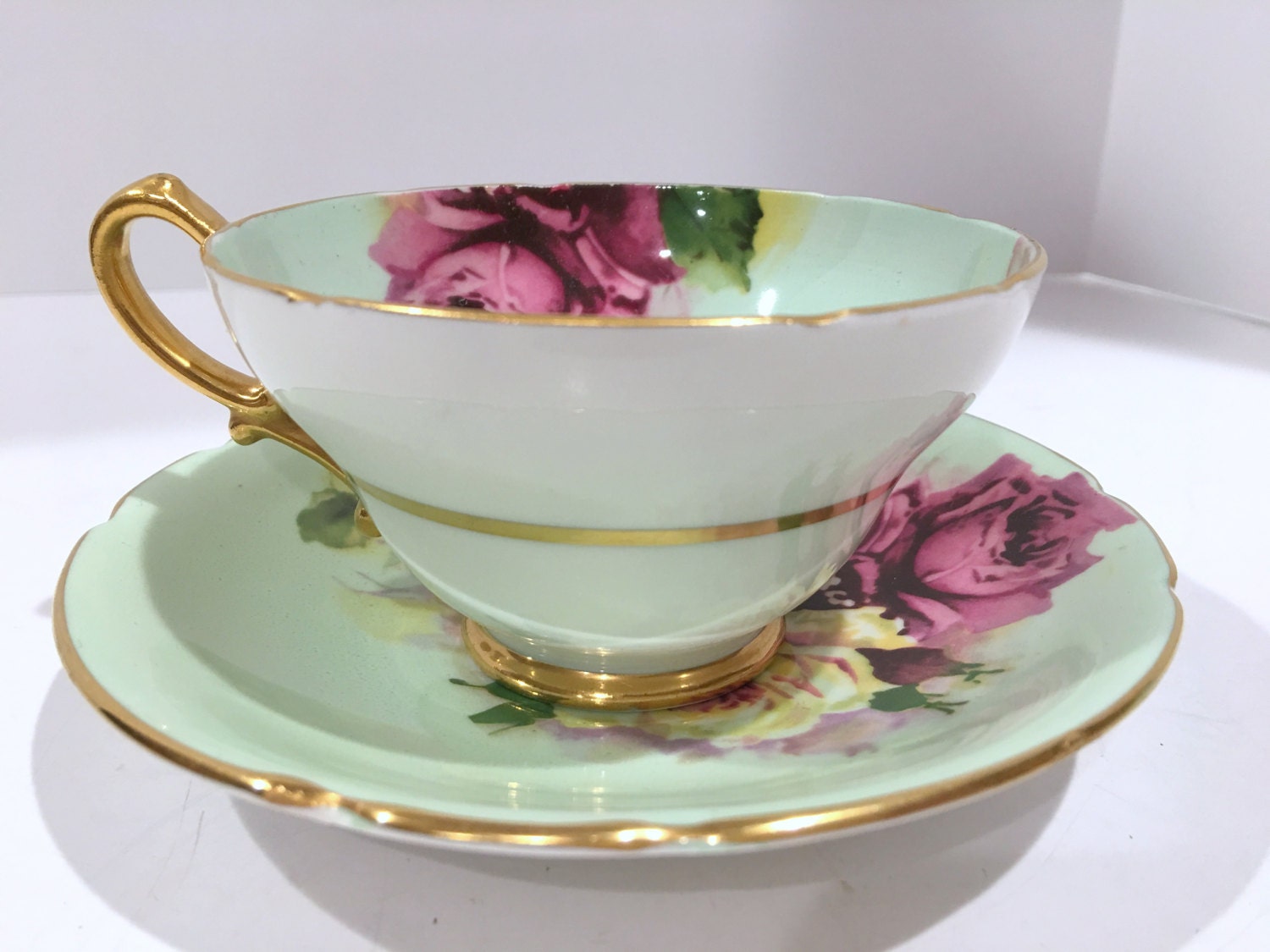Large Rose Stanley Tea Cup and Saucer, Pink Rose Tea Cups ...