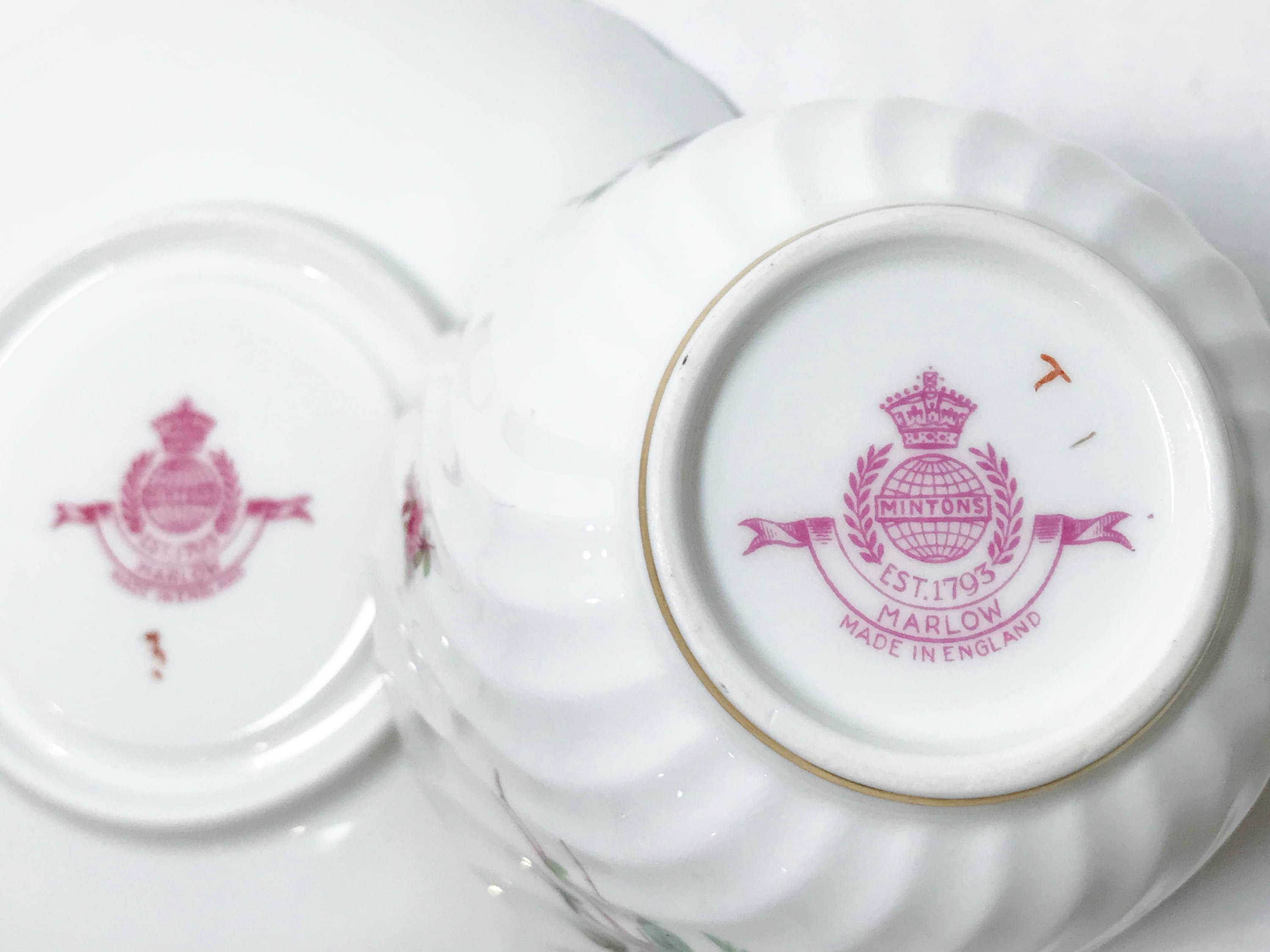 Hand Painted Minton Tea Cup and Saucer, Marlow Pattern, Antique Teacups