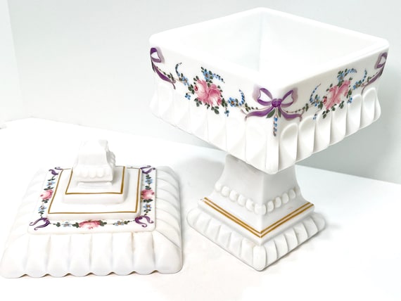 Westmoreland Container, Ceramic Container, Milk Glass Container, Wedding Centerpiece, Gift for Her, Anniversary Gift, Birthday Gift