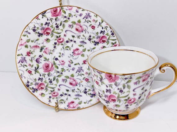 Rose Elegance Windsor Tea Cup and Saucer Pink Rose Teacup English Tea Cups Floral Teacup Afternoon Tea Gift for Her