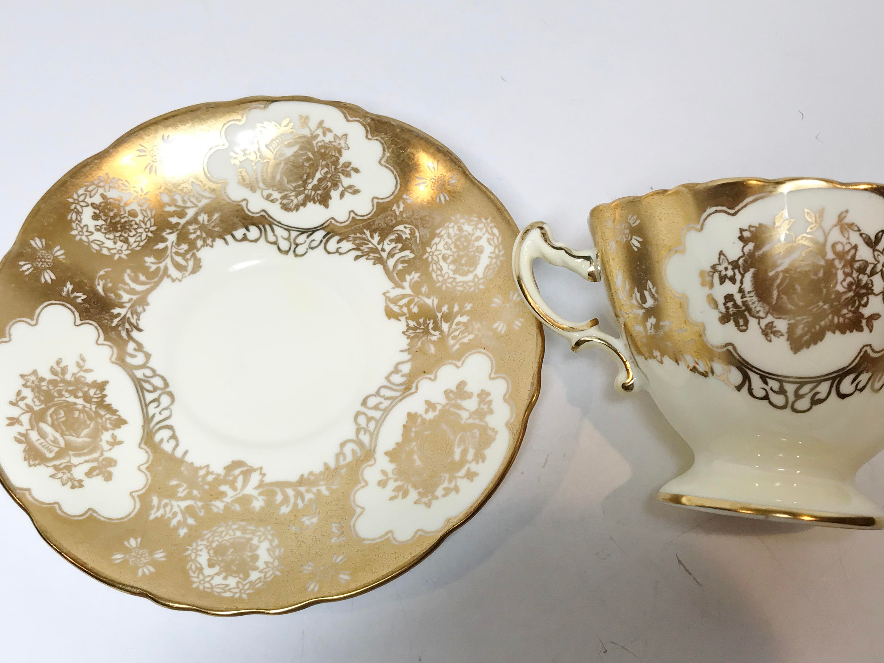 Hammersley Tea Cup and Saucer, Gold Tea Cups, Antique Teacups, Gold