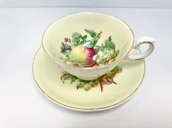 Royal Grafton Teacup and Saucer, Fruit Design Teacup, Housewarming Gift, Gift for Him, Anniversary Gift, English Bone China