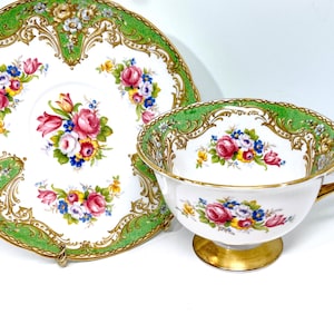Shelley Teacup and Saucer, Ratauds Regal, Floral Teacups, Shelley China, Shelley Gainsborough, Gift for Her, Anniversary Gift, Birthday Gift