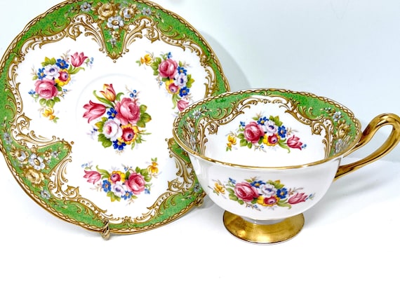 Shelley Teacup and Saucer, Ratauds Regal, Floral Teacups, Shelley China, Shelley Gainsborough, Gift for Her, Anniversary Gift, Birthday Gift