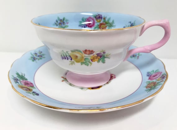 Elegant Grosvenor Teacup and Saucer , Floral Tea Cup , Antique Tea Cup Vintage , Bone China , Housewarming Gift for Her , Graduation Gift