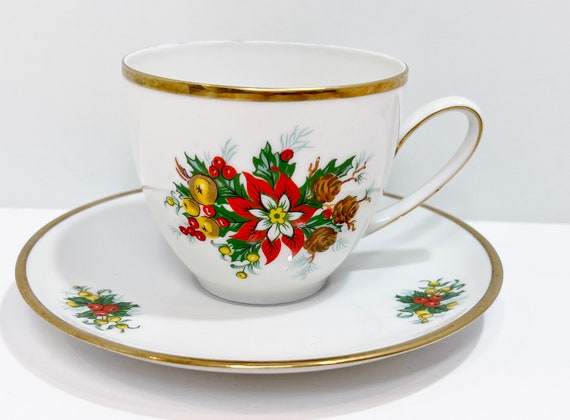 Hutschenreuther Teacup , Holiday Tea Cup German , Teacup Christmas , Gift for Her , Thank You Gift , Caretaker Gift , Gift for Friend