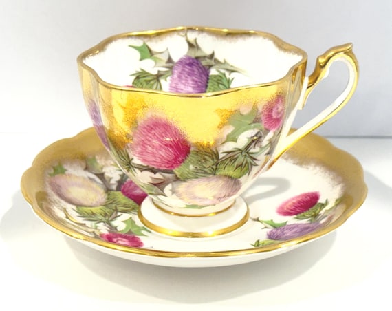 Princess Anne Thistle Teacup: English Fine Bone China