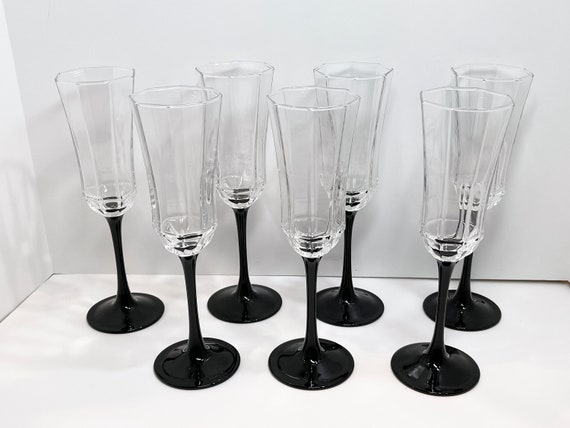 Wine Glasses , French Glasses , Cocktail Glasses ,  Black Stemware , Barware Glasses ,  Hostess Gift ,  Housewarming Gift