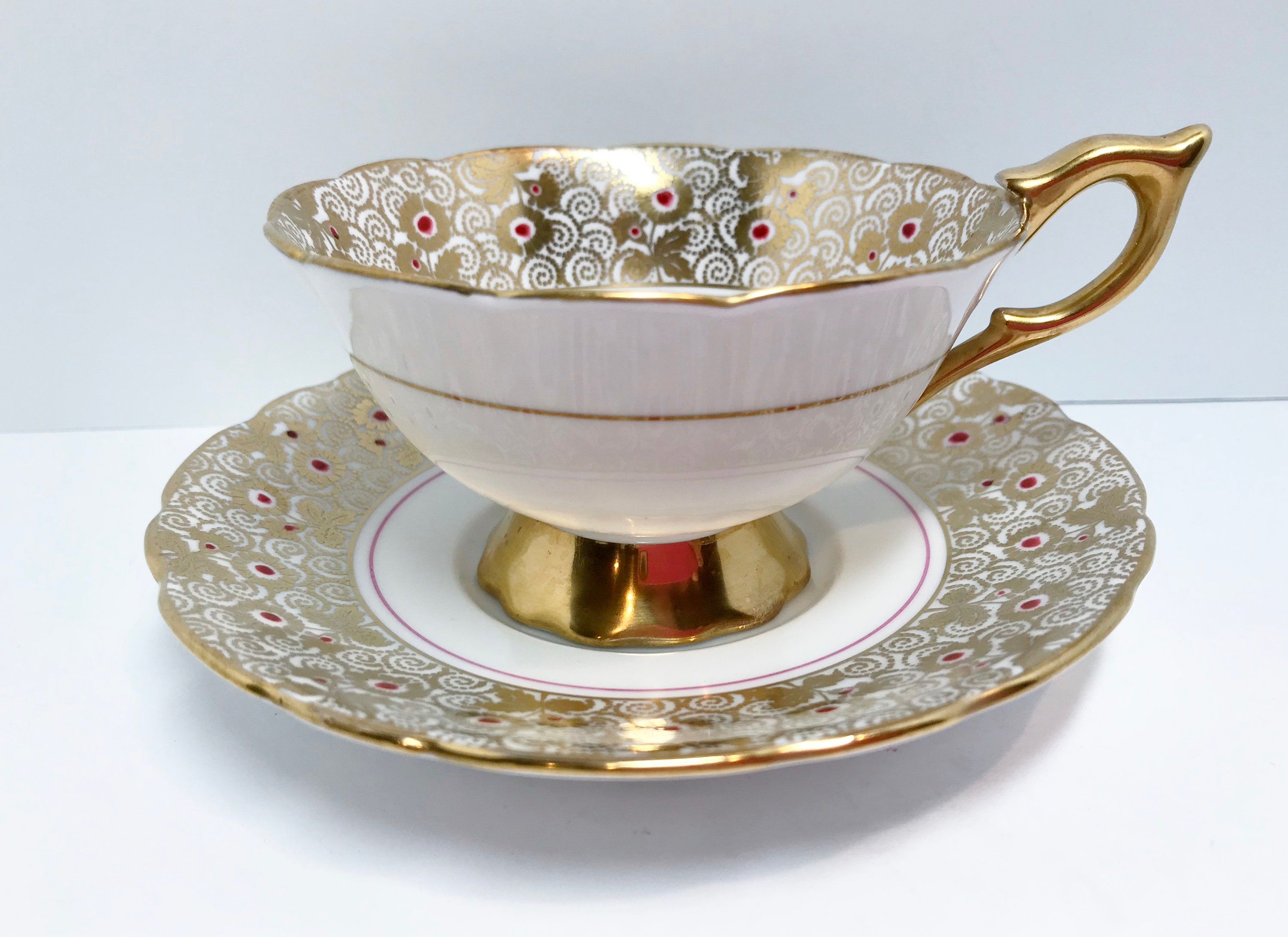 Royal Stafford Tea Cup and Saucer, Gold Tea Cups, Antique Tea