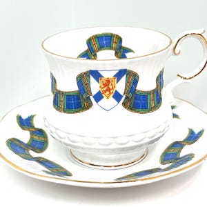 Nova Scotia Teacup and Saucer, Queens Rosina, Canadian Teacup, Tartan Teacup, Gift for Friend, Housewarming Gift, Gift for Him