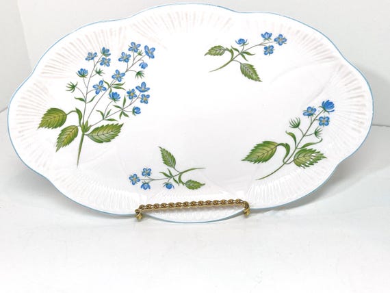 Shelley China Plate: Vintage English Bone China, American Brooklime Floral Pattern