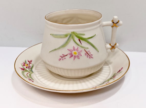 Belleek Teacup and Saucer, Green Mark Belleek, Belleek Teacup, Irish Teacup, Anniversary Gift, Gift for Her, Gift for Friend,