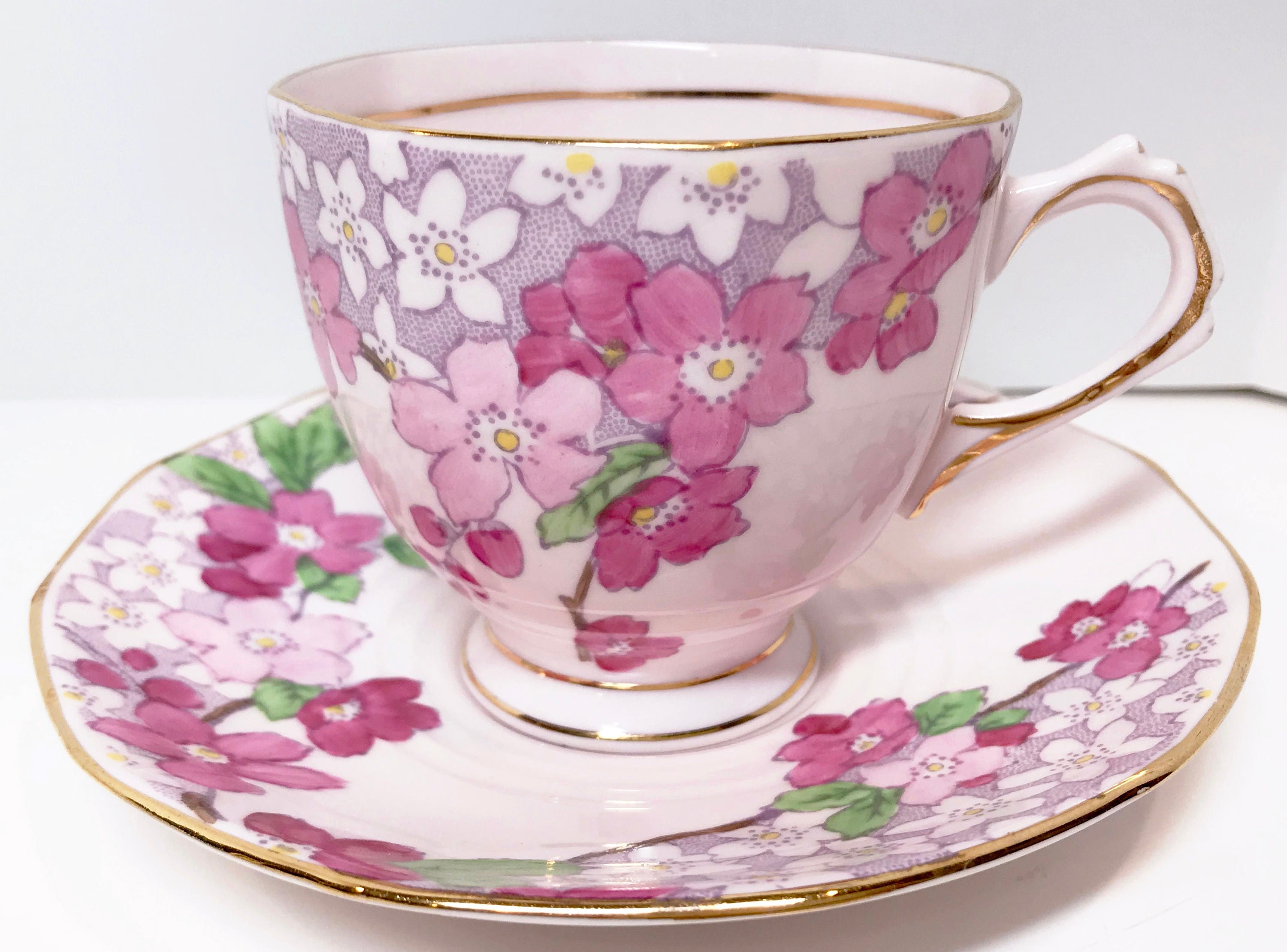 Delightful Pink Tuscan Teacup and Saucer, Vintage Teacups, Antique Tea