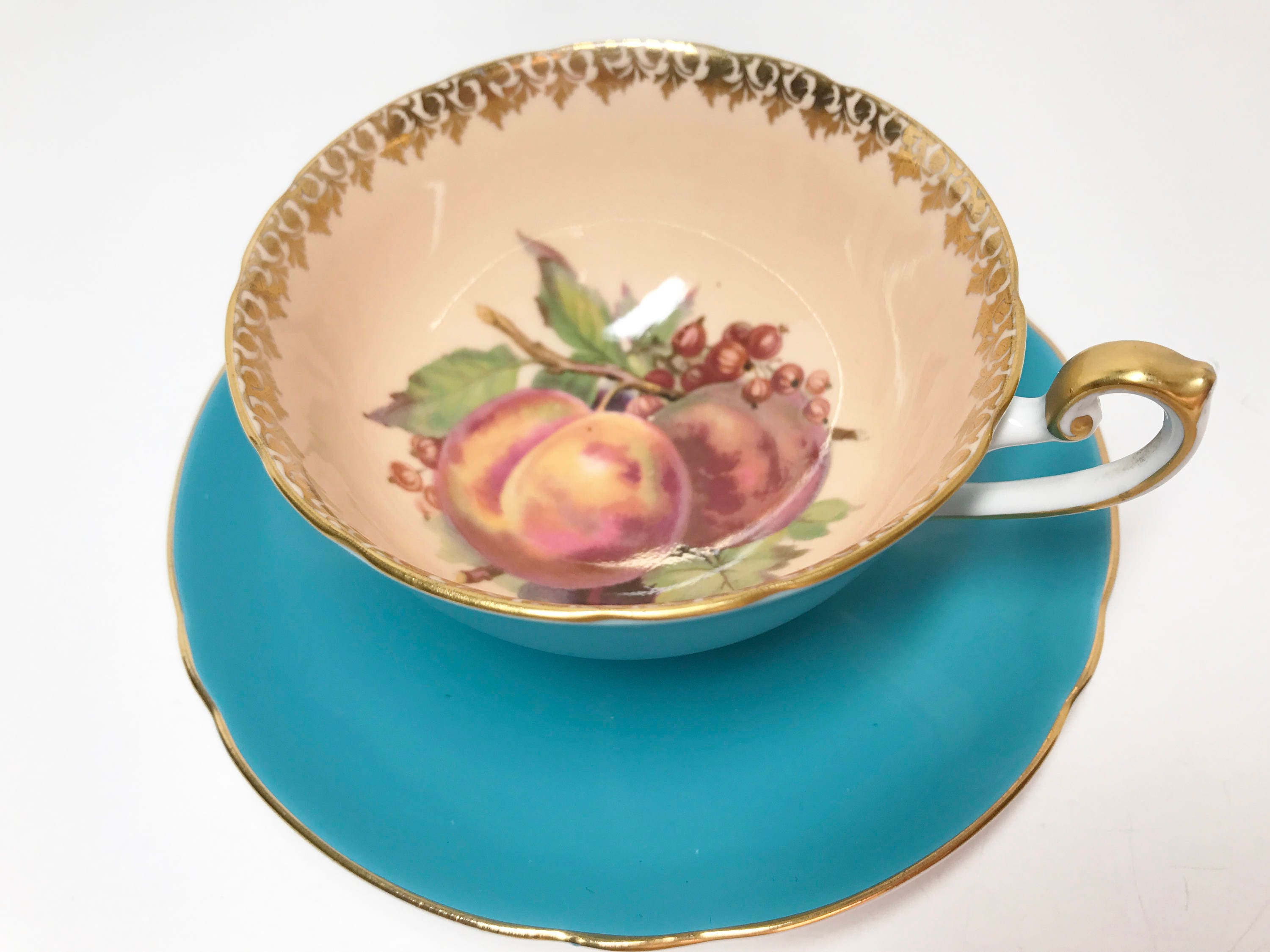Shelley Fruit Centre Lincoln Cup, Shelley Tea Cup and Saucer, Shelley China, English Bone China
