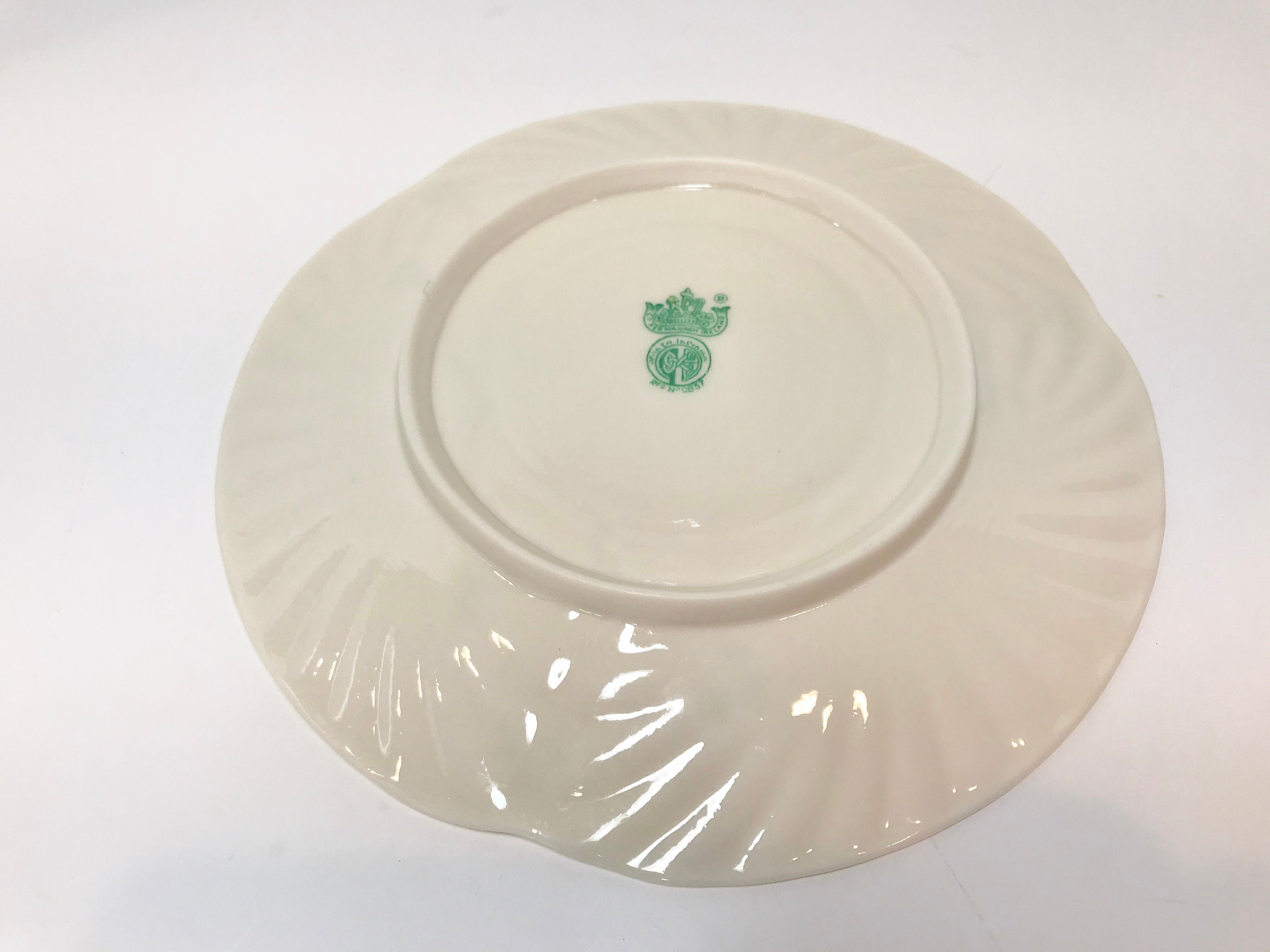 Shamrock Plate, Green Mark Belleek Plate, Harp Shamrock Ware Plate