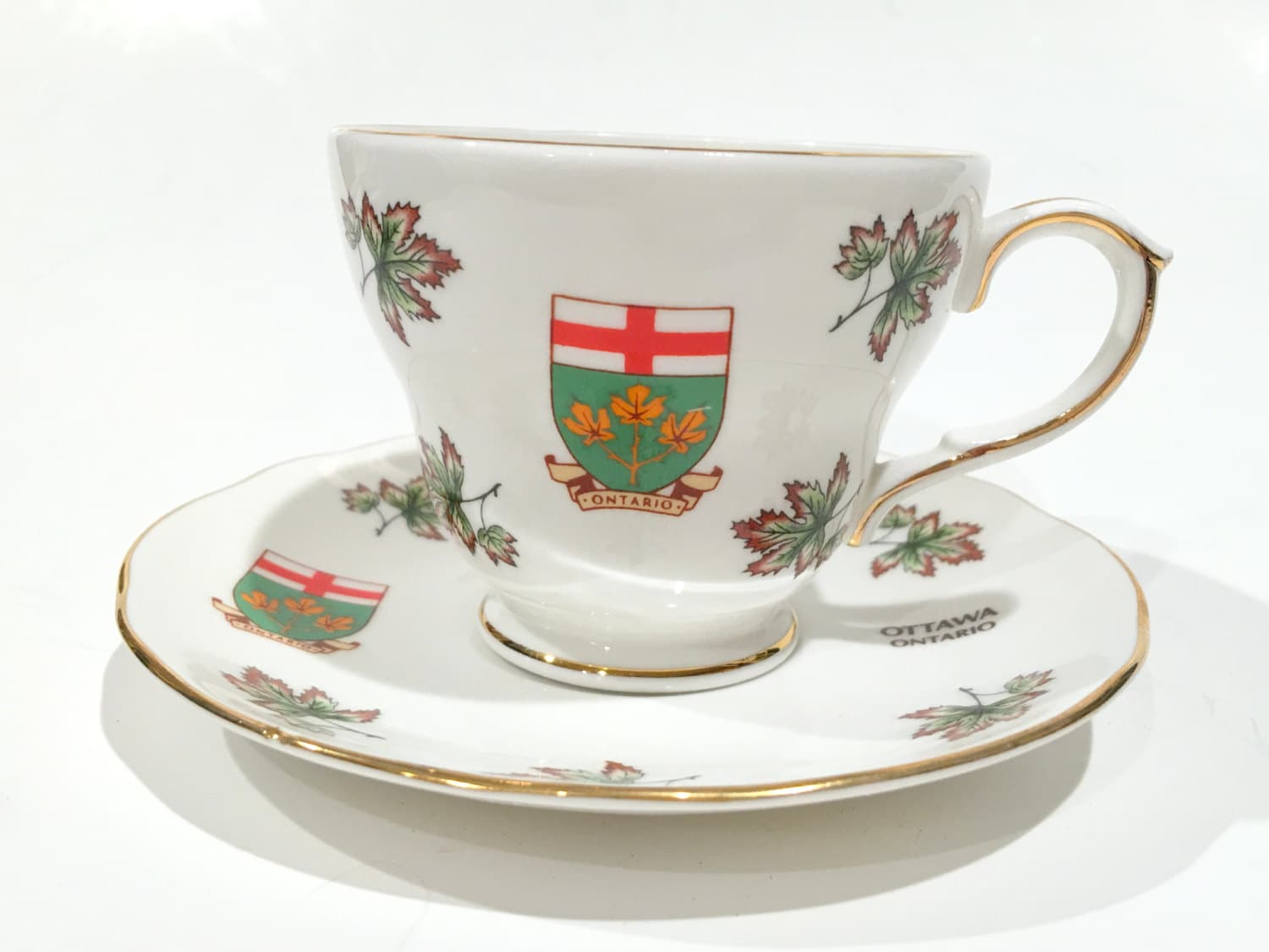 Antique Ottawa Ontario Tea Cup and Saucer, English Bone China Cups, Tea