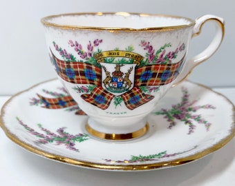 Fraser Clan Teacup and Saucer, Royal Standard Teacup, Scottish Teacups, Clan Fraser, Bonnie Scotland Teacups, Fraser Tartan