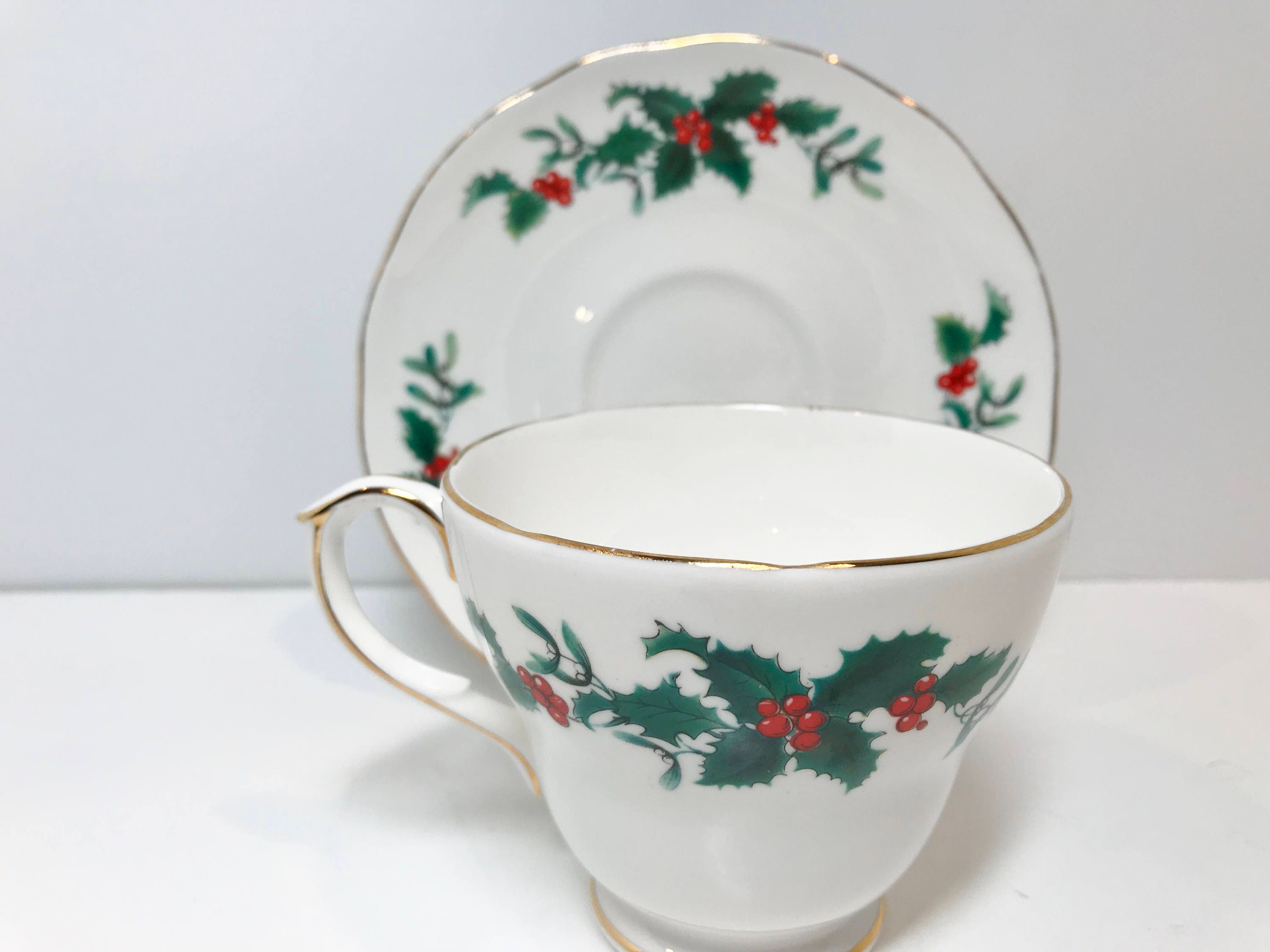 Duchess Tea Cup and Saucer, Christmas Tea Cups, Holidays Tea Cups