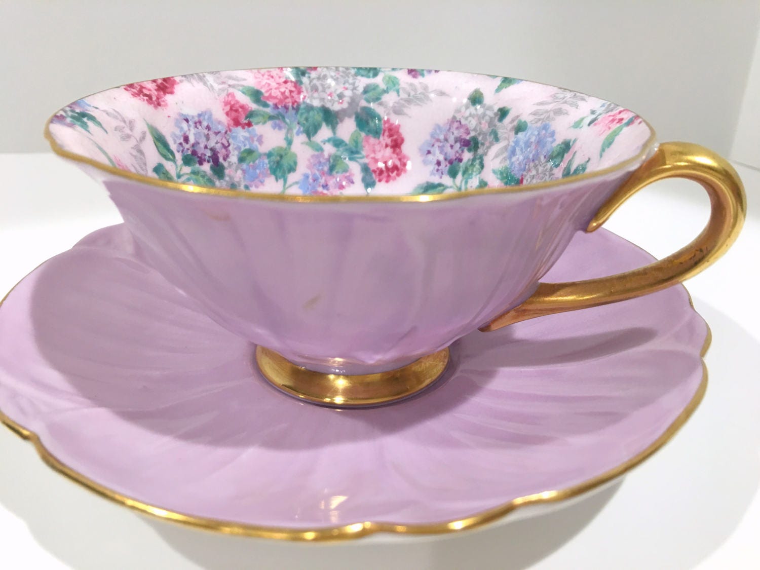 Shelley Tea Cup and Saucer, Summer Glory Pattern 13418, Shelley China