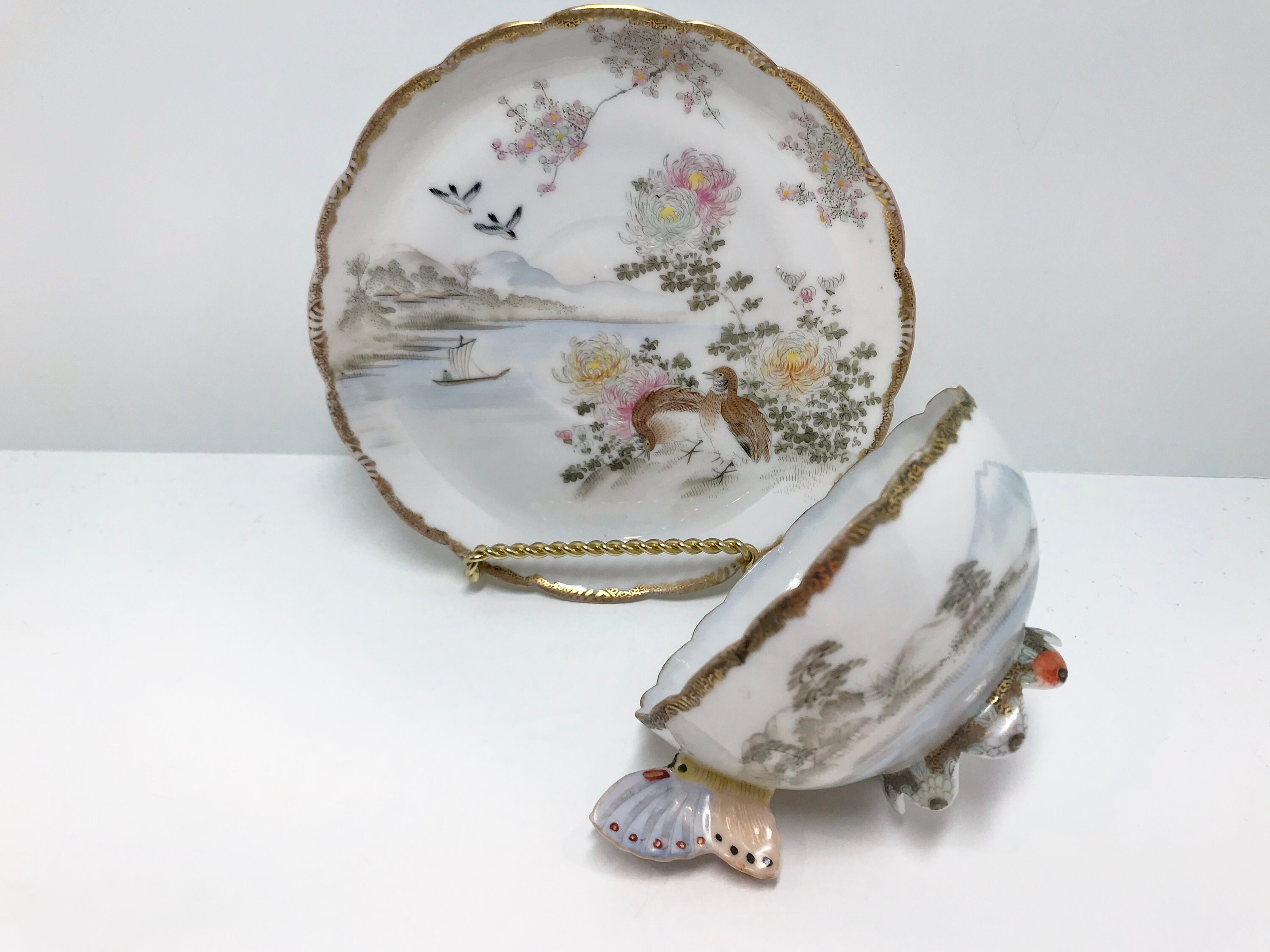 Butterfly Handle Teacup, Kutani Teacup, Butterfly Teacup, Kutani