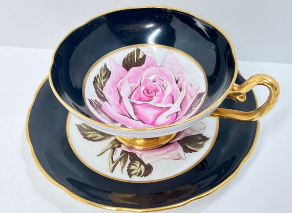 Taylor and Kent, Floral Teacup, Hand Painted Teacup, Large Rose Teacup, Artist Signed Teacup, Gift for Her, Anniversary Gift, Birthday Gift