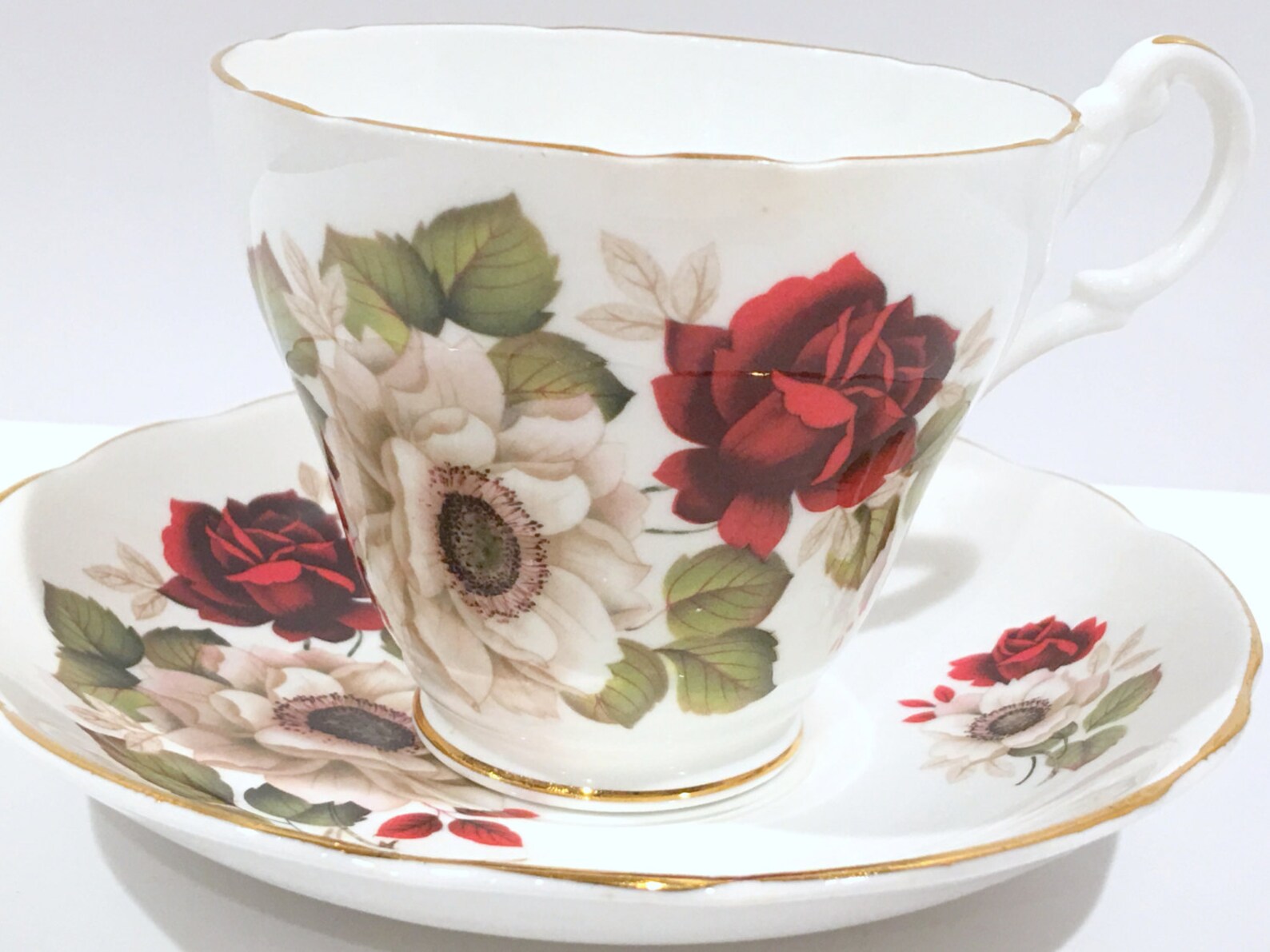 Royal Ascot Tea Cup and Saucer Roses Tea Cup Floral Tea Etsy